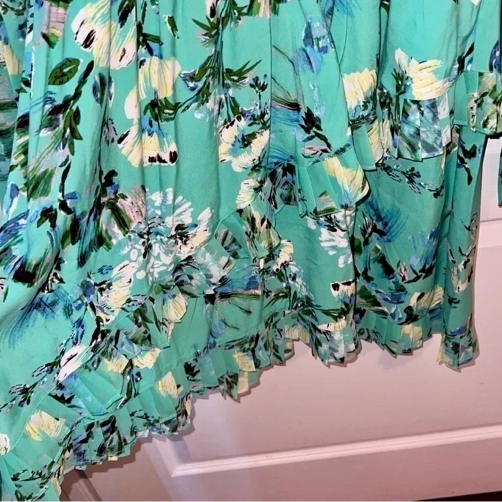 Belldini Teal Floral Long Sleeve Dress - Medium - Picture 6 of 10